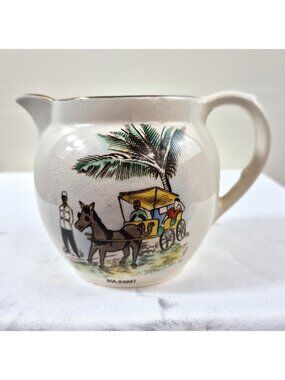 Vintage Grays Pottery Nassau Creamer Handpainted Horse Carriage Scene England